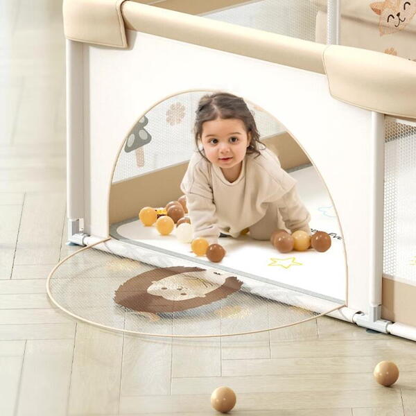 Tarc de joaca pentru copii, centru de activitati, interior si exterior, cu plasa de protectie si usa, bile incluse, protectie bare, XL 120x160cm Multicolor