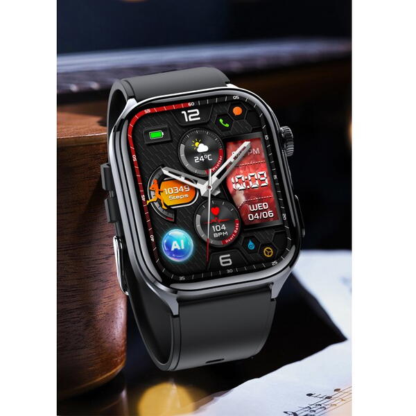 SmartWatch cu EKG, Ritm Cardiac, Temperatura Corporala, Nivel Oxigen, HRV, Tensiune Arteriala, Calculator, Asistent Vocal Inteligent AI, Apel Bluetooth S885