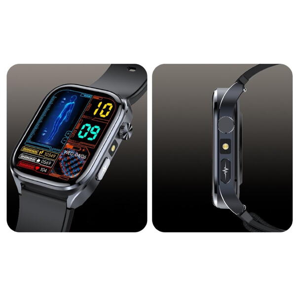 SmartWatch cu EKG, Ritm Cardiac, Temperatura Corporala, Nivel Oxigen, HRV, Tensiune Arteriala, Calculator, Asistent Vocal Inteligent AI, Apel Bluetooth S885