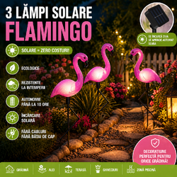 Set 3 Lampi solare de grădină – flamingo