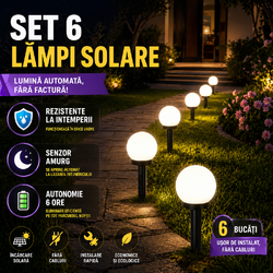 Lampă solară de grădină – sferică, set de 6 buc