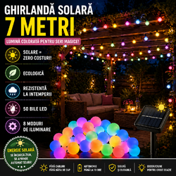 Lampa solara tip Ghirlandă 7 m, 50 Bile, 2 V, IP44