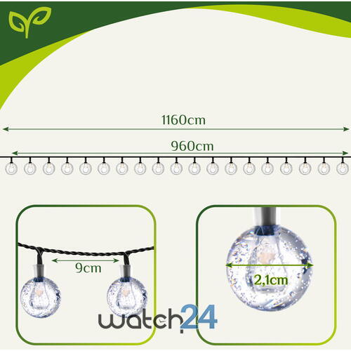 5900779951907 Ghirlandă solară de 12 m, 100 Bile, IP65