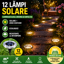 Set 12 Lămpi Solare de Grădină Alb Rece cu Senzor de Mișcare IP65 11.5cmx12.5cm