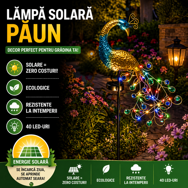Lampa solară „Păun”, 40 Led-uri