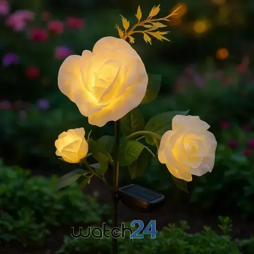 Lampă solară de exterior tip 3 trandafiri, ideală pentru curte