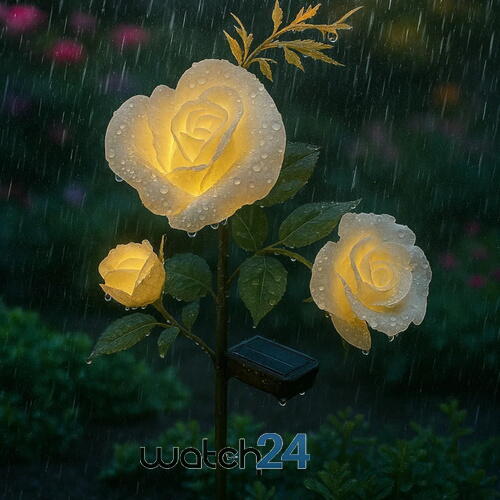 Lampă solară de exterior tip 3 trandafiri, ideală pentru curte