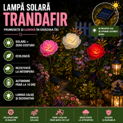 Lampă solară de exterior tip 3 trandafiri, ideală pentru curte