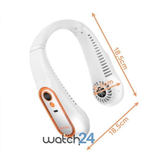 Ventilator portabil de gat, fara pale, 5 viteze, LED, USB-C, 18.5 x 18.5 cm, ABS, culoare Alb