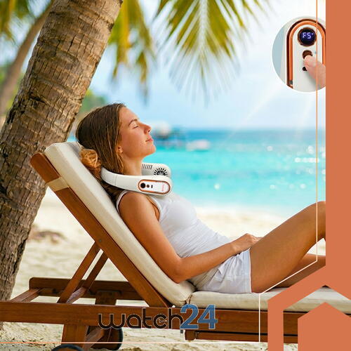 Ventilator portabil de gat, fara pale, 5 viteze, LED, USB-C, 18.5 x 18.5 cm, ABS, culoare Alb