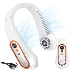 Ventilator portabil de gat, fara pale, 5 viteze, LED, USB-C, 18.5 x 18.5 cm, ABS, culoare Alb