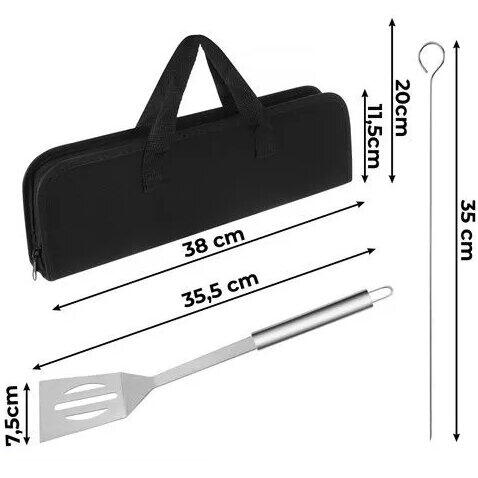 Set 9 Ustensile Gratar, Otel Inoxidabil, Husa Inclusa