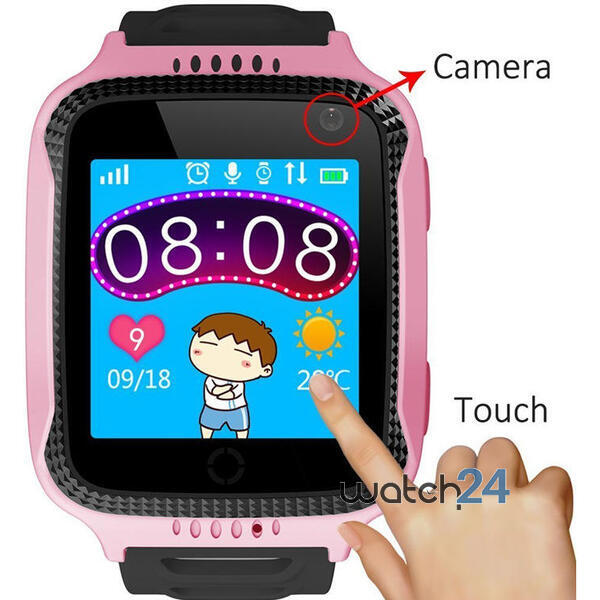 CEAS PENTRU COPII SmartWatch pentru copii cu GPS, camera foto, functie telefon, lanterna, touch screen, buton SOS, culoare Roz