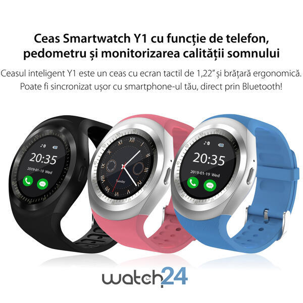 Smartwatch cu Bluetooth, Functie apelare (SIM), Pedometru, Monitorizare somn, Alarma S104