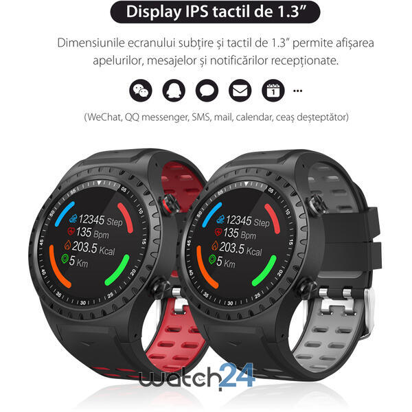 Smartwatch cu apelare prin Bluetooth, SIM, BPM, GPS, Microfon, Difuzor, Busola, Barometru, etc. S131