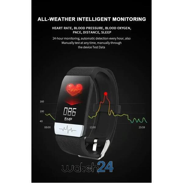 Bratara fitness SMARTECH cu Notificari, ECG, Ritm cardiac, Nivel oxigen din sange, Tensiune arteriala, Temperatura corporala S177