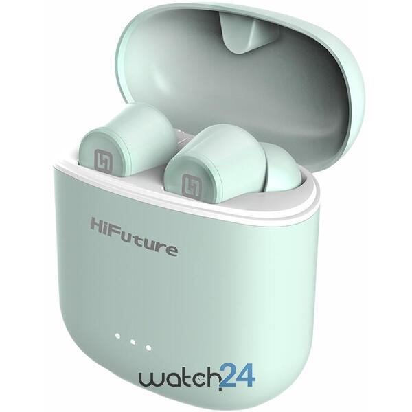 Casti Bluetooth 5.0 HiFuture Flybuds TWS Earbuds, Microfon, raspundere si respingere apel, Accesare vocala Siri sau Google Assistance, HD Voice, Control media, Touch pe casca, Verde