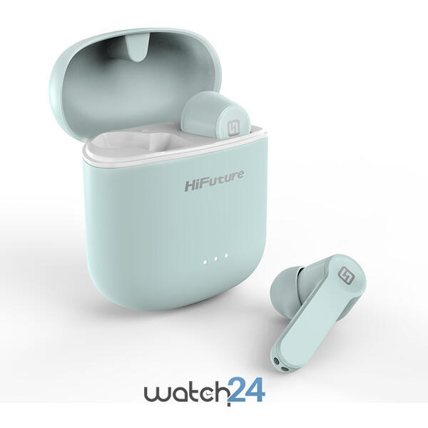 Casti Bluetooth 5.0 HiFuture Flybuds TWS Earbuds, Microfon, raspundere si respingere apel, Accesare vocala Siri sau Google Assistance, HD Voice, Control media, Touch pe casca, Verde