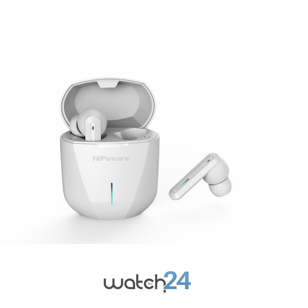 Casti Bluetooth 5.0 HiFuture Radge TWS Earbuds, Microfon, raspundere si respingere apel, Accesare vocala Siri sau Google Assistance, HD Voice, Control media, Touch pe casca, Alb