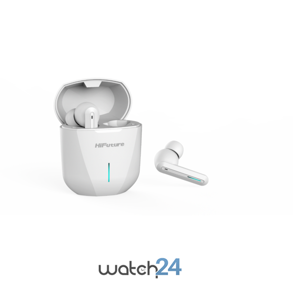 Casti Bluetooth 5.0 HiFuture Radge TWS Earbuds, Microfon, raspundere si respingere apel, Accesare vocala Siri sau Google Assistance, HD Voice, Control media, Touch pe casca, Alb
