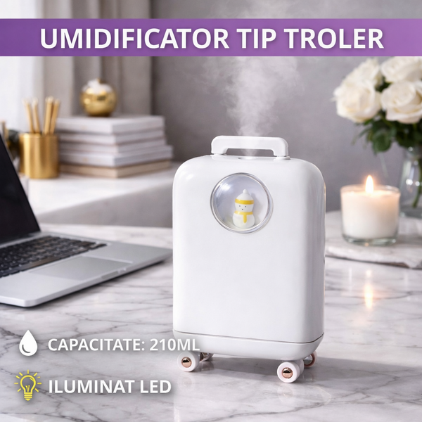 Umidificator de aer cu ultrasunete, 210ML, cu iluminat LED, pentru casa si birou STH-23