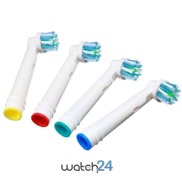SMARTECH Set 4 rezerve periuta de dinti electrica compatibile Oral-B, peri moi, clasic, inele colorate, alb