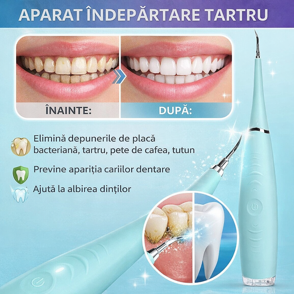 Dispozitiv electric pentru indepartarea depunerilor de tartru, Turcoaz